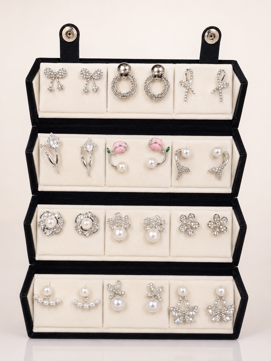 Luxury 12-Pair Earrings Stud Box