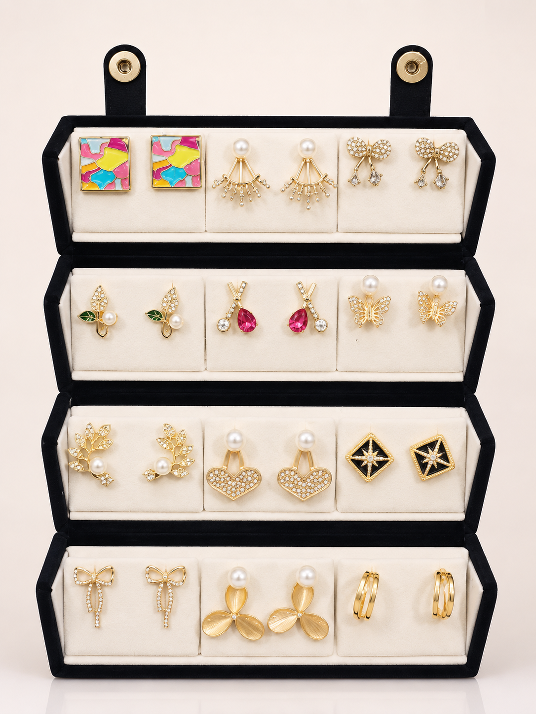 Luxury 12-Pair Earrings Stud Box