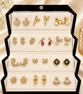 Luxury 16-Pair Gold-Plated Stud Earrings Collection